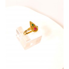 Γυναικείο Ασημένιο επίχρυσο βυζαντινό δαχτυλίδι δάκρυ με ζιργκον (SR65)